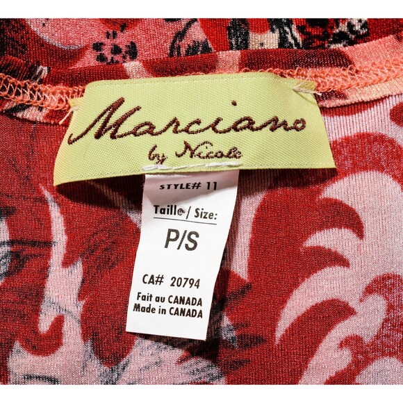 Marciano Nicole Canada Red Black Floral Stretch Knit V-Neck Midi Dress Sz P/S - Picture 5 of 5